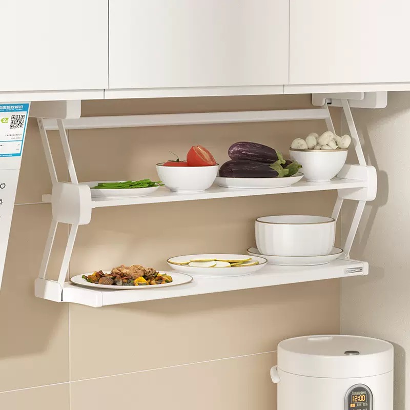 Pull-down folding storage rack